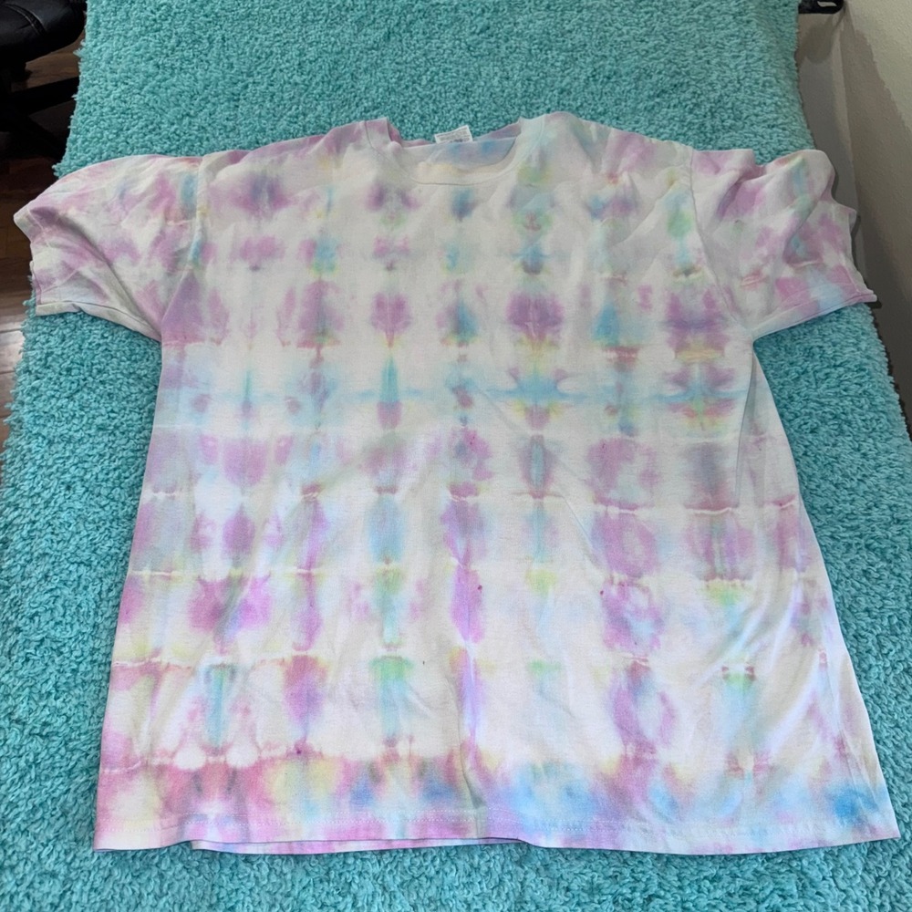 Jerzees Tie Dye T Shirt‎ XL Extra Large Pastel Rainbow Colorful Top Tee